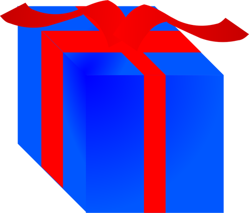 Blauer Geschenkbox verpackt mit roter Schleife Vektor-ClipArt