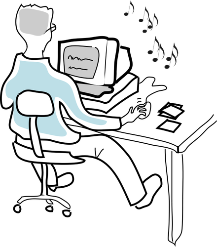 Ilustracja wektorowa czÅ‚owieka w komputerze