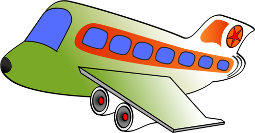 Cartoon afbeelding van een passagiersvliegtuig