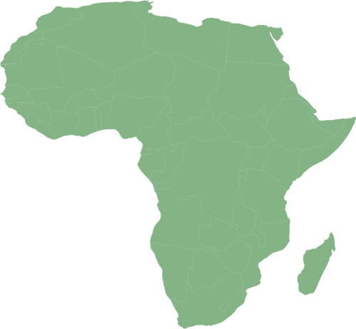 Mapa Afryki z krajÃ³w w cylindrycznej powierzchni rÃ³wne projekcji wektor clipart