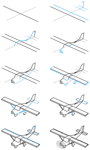 Einmotorigen Flugzeug Zeichnung