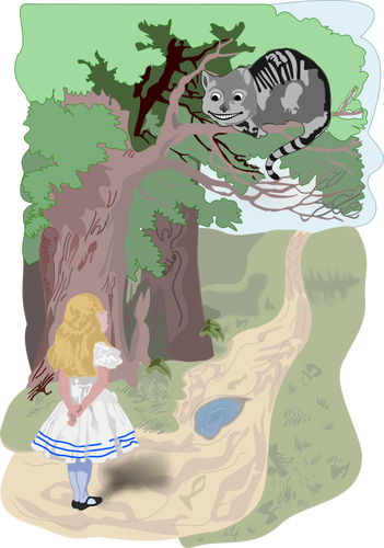 Alice ÅŸi imaginea vectorialÄƒ Motanul Cheshire