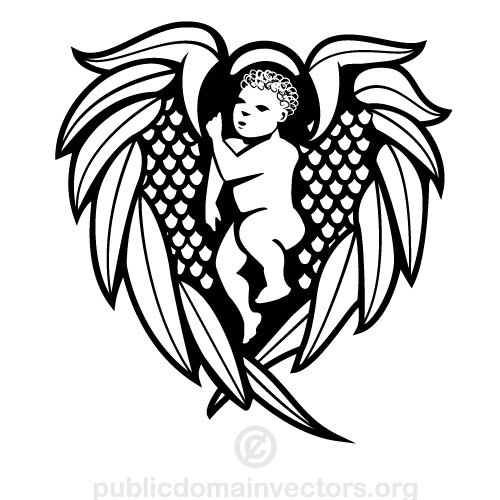 "Angel art" corazÃ³n vector clip