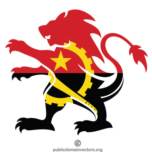 Heraldischer LÃ¶we mit Flagge von Angola
