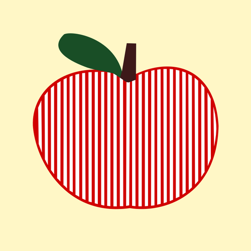 Seni klip vektor bergaris-garis simetris Apple