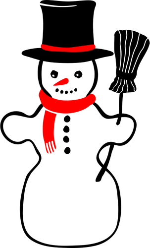 Imagem vetorial de retro boneco de neve com vassoura