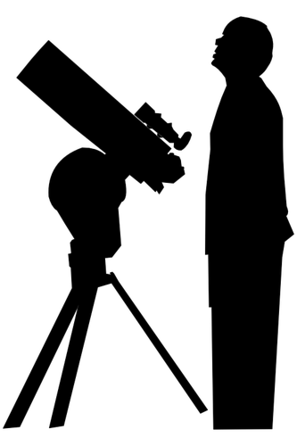 Immagine vettoriale silhouette di astronomo dilettante