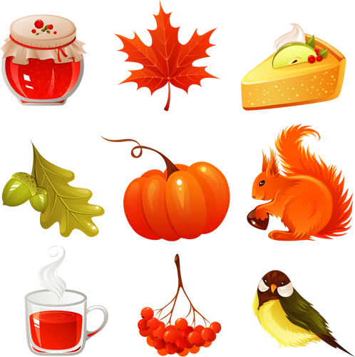 Vektorbild Auswahl Herbst icons set