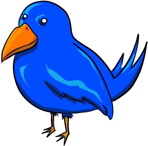 Blue bird med merkelige Ã¸yne og et stort gult nebb vektorgrafikk utklipp