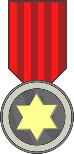 Vektor ClipArt av star award medalj pÃ¥ rÃ¶tt band