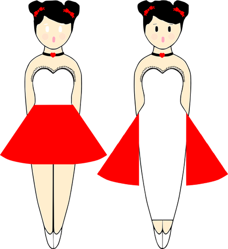 Immagine vettoriale di ballerine in abiti rossi