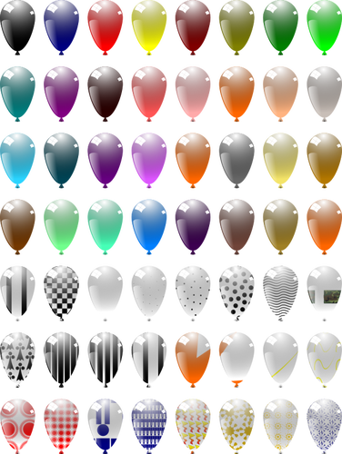 Vektorgrafikk utklipp av 49 forskjellige baloons