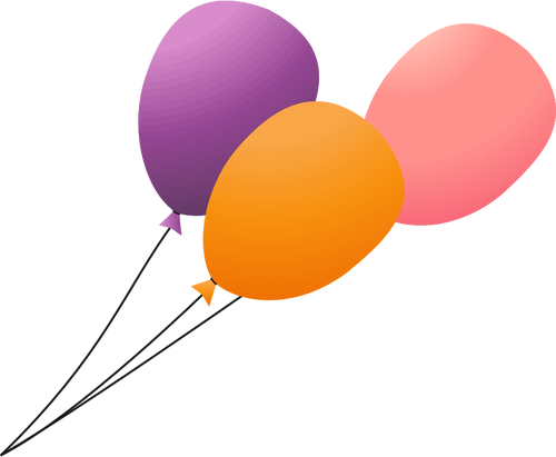 Three flying balloons on a lead vector image