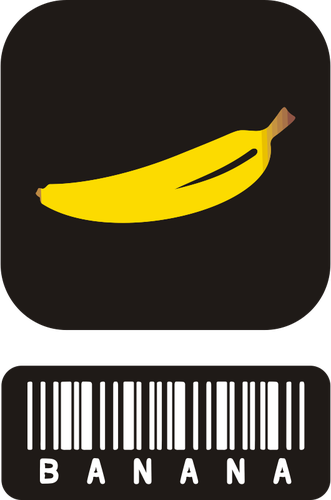 Illustration vectorielle de deux piÃ¨ces autocollant pour les bananes avec code Ã  barres