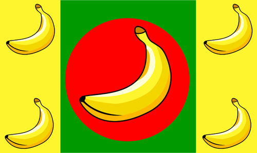 Clipart vectoriel du drapeau de la banane avec cinq fruits