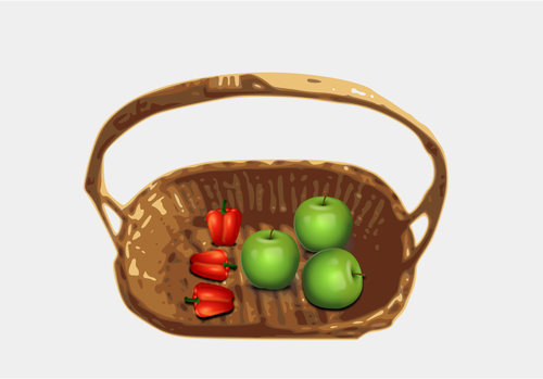 PrediseÃ±adas de vector de la cesta con manzanas y pimientos