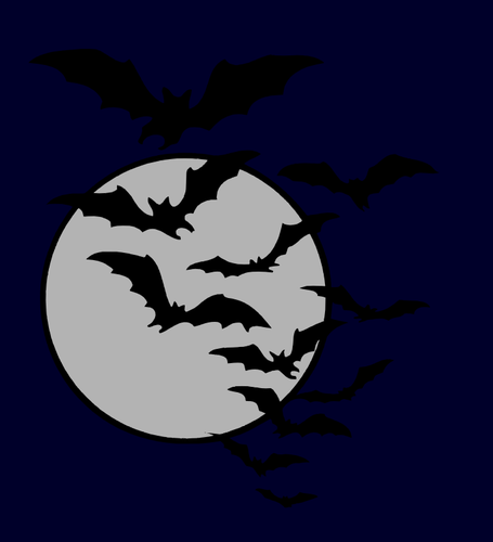 Vector de desen de Halloween Liliecilor de zbor cu luna Ã®n fundal.