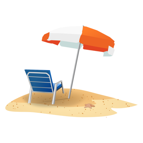 PlajÄƒ scaun si umbrela vector imagine