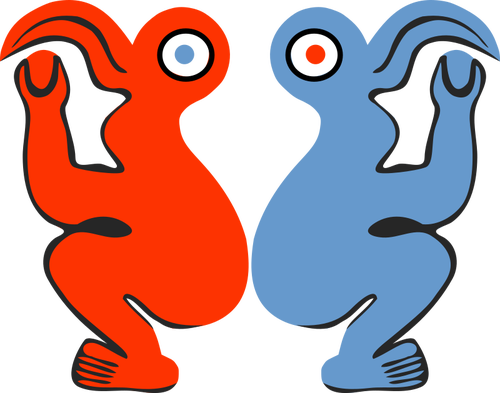 Vektor-Cliparts von roten und blauen Eastern Island Vogelmann
