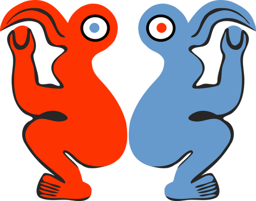 Clipart vectorial de hombre rojo y azul del pÃ¡jaro de isla de Pascua