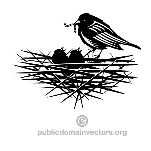 En una ilustraciÃ³n del vector de nido de pÃ¡jaro