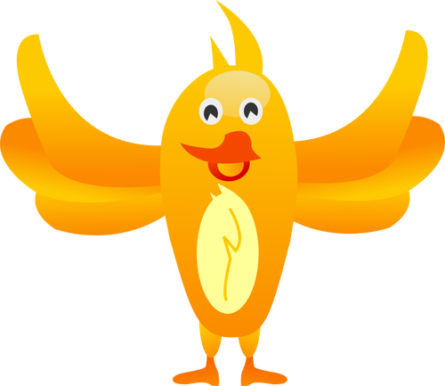 Bahagia jeruk burung dengan sayap menyebar luas vektor gambar