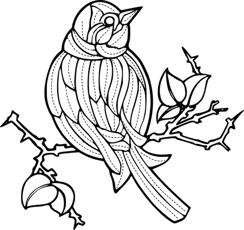 Immagine di vettore di un uccello con ricamo