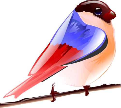 Vector image of colorful sparrow on a tree branch