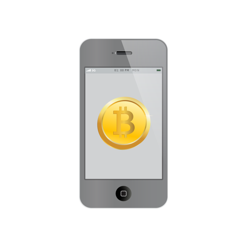 Bitcoin em ilustraÃ§Ã£o vetorial de iPhone