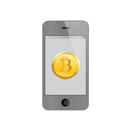 Bitcoin on iPhone vector illustration