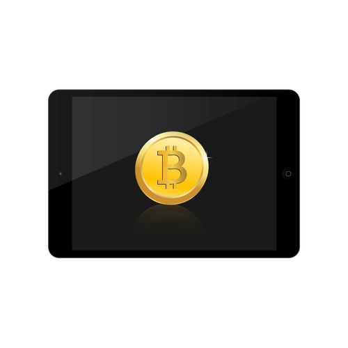 Bitcoin auf iPad-Vektor-Bild