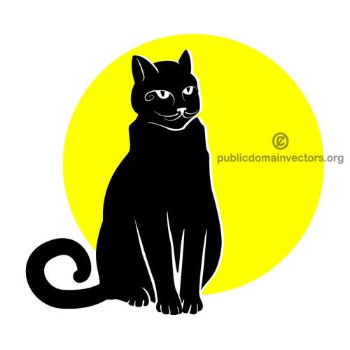 Black cat pÃ¥ gul bakgrunn