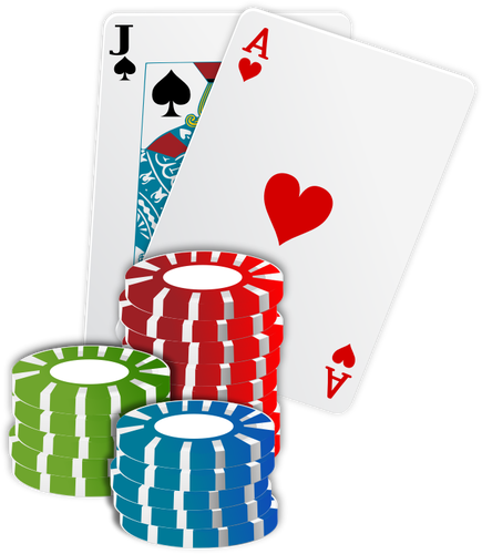 IlustraciÃ³n vectorial de casino chips de cartas de pÃ³quer