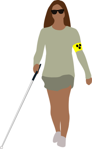 Imagem vetorial de uma mulher cega andando