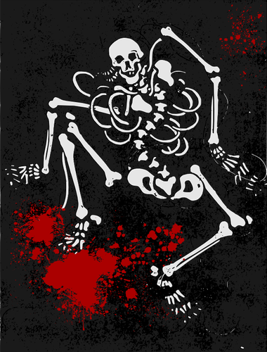 SkrÃ¤mmande blodiga mÃ¤nskliga skelett vektorbild