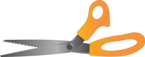 Vector illustration of pair of open orange scissors