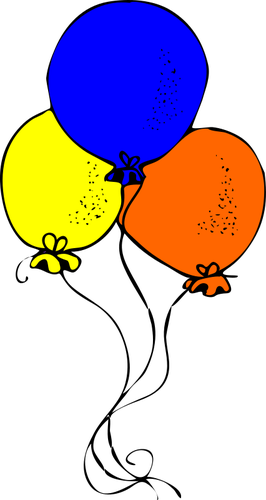 BlÃ¥ orange og gul ballonger