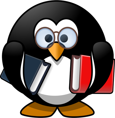 Pinguim com imagem de vetor de livros didÃ¡ticos