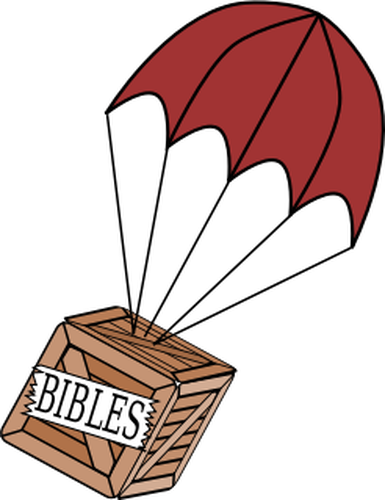 Wektor rysunek spadochron dostawy w polu Biblii