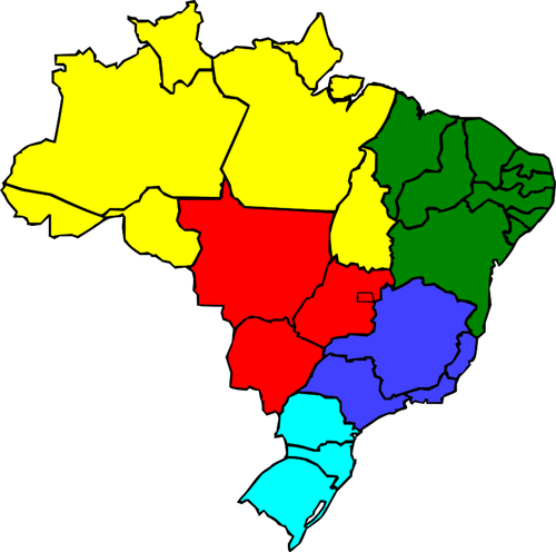 FÃ¤rgade karta Ã¶ver Brasilien vektorbild