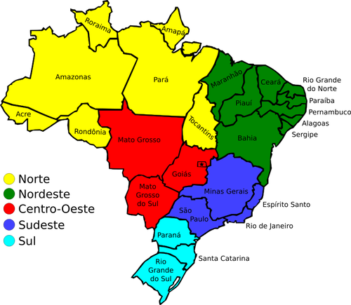 Kaart van BraziliÃ« met opschrift vector afbeelding