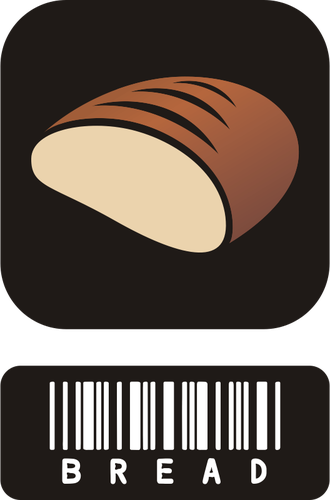 Vektor menggambar dua sepotong stiker untuk roti dengan barcode