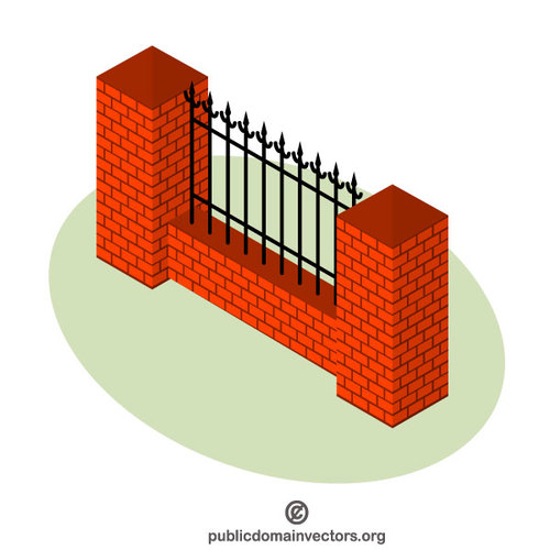 Brick wall fence