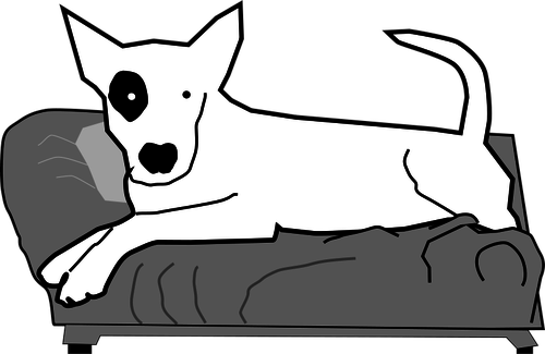 Grafica vettoriale di Bull Terrier sul letto