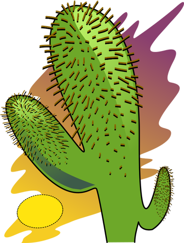 Vectorul miniaturi de desen animat cactus Ã®n cÄƒldura soarelui