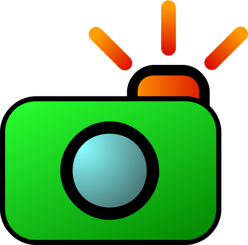 Illustrazione vettoriale di icona fotocamera e foto colorate