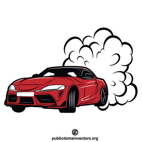 Pneus brÃ»lants de voiture rouge