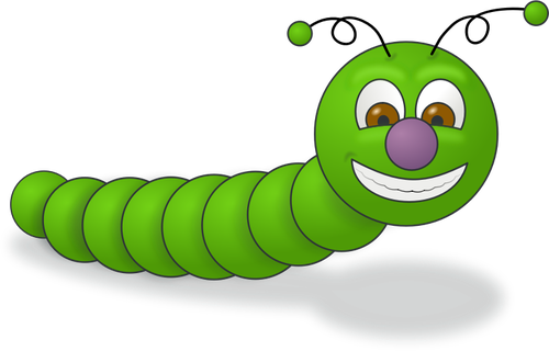 Sonriente imagen vectorial gusano verde