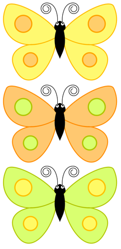 Trois papillons jaunes