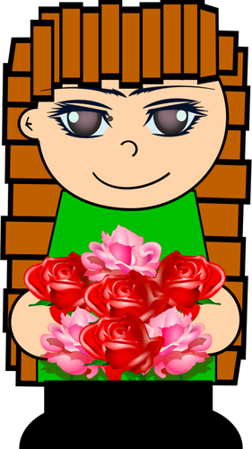 Cartoon-MÃ¤dchen mit Blumen